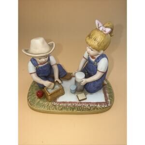 Vintage Home Interiors Homco Denim Days 1998 The Picnic Figurine #15321